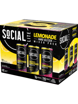 SOCIAL LITE LEMONADE HARD SELTZER MIXER PACK 12 X Can 355 ml